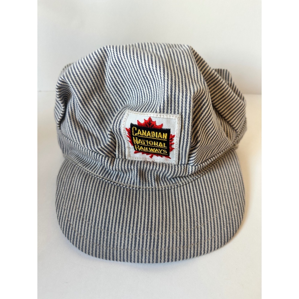 Vintage Harris Cap Canadian National Railways Hickory Stripe Engineer Hat Union
